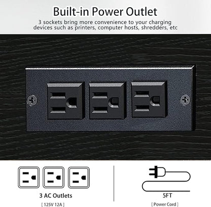 Natwind Large Printer Stand,24''x20''x29''Printer Table with Adjustable Storage Shelf,3 Tier Rolling Printer Cart with Wheels,Home Office Multifunctional Shelves for Heat Press,3D Printer (Black)