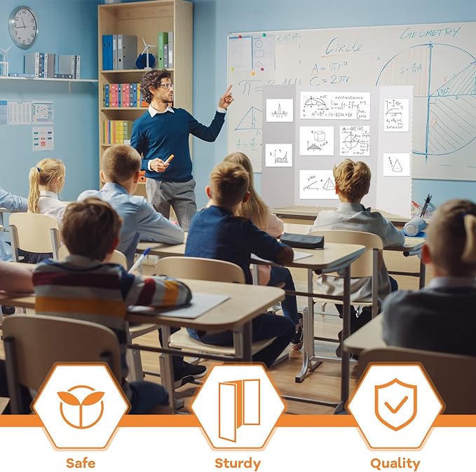 12 Pieces Tri Fold Poster Boards Bulk, Lightweight Science Display Boards, Trifold Presentation Display Board for Science Fair Project(36 x 48 Inch,White)