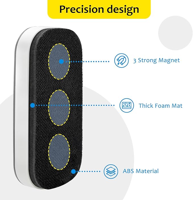 maxtek Magnetic Dry Erase Eraser, Glass Board Erasers, 2 Pack, Whiteboard Eraser for Dry Erase Board, Glass Board, Calendar Board, Office and School Supplies (Gray)