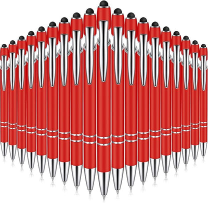 Zonon 38 Pieces Rubberized Ballpoint Pen with Stylus Tip Stylish Metal Pen Capactive Styli with Soft Rubberized Grip, Black Ink for Most Devices(Red)