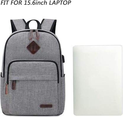 KYALOU Laptop Backpack, Lightweight Bookbag Casual Daypack for Men and Woomen, College with USB Charging Port - Gray
