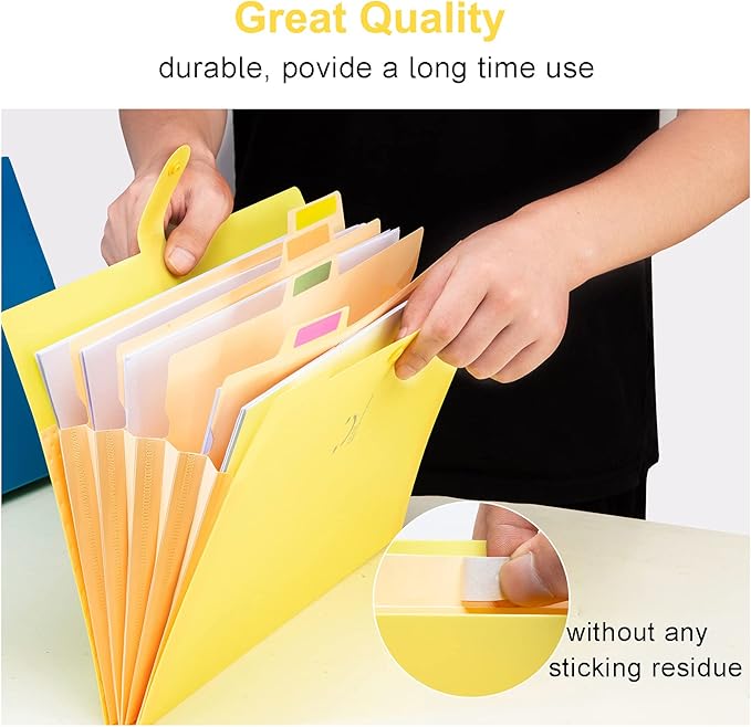 Forvencer Accordion File Organizer, Letter Size, 5 Pocket Expanding File Folder, Cute File Folder with Labels, Portable File Organizer for School Office Supplies, Folders for Documents, Banana