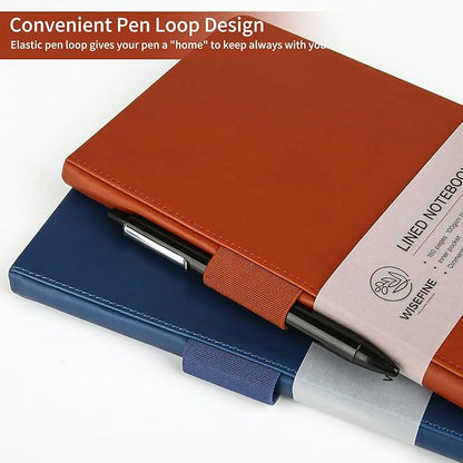 Hardcover Executive Notebooks, 160 Pages Line Ruled Classic Notebook Journal, Leather Notebooks with Pen for Bussiness College Writing Brown