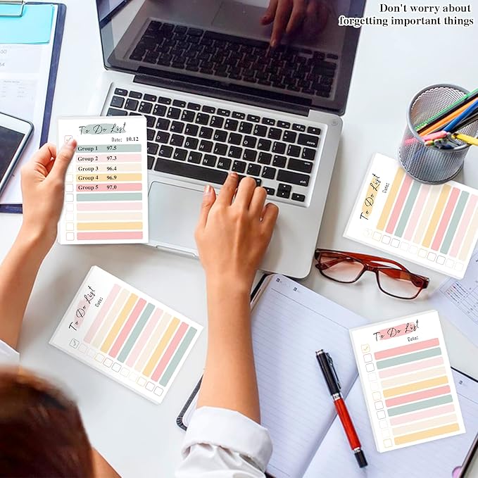 4 Packs to Do List Notepad, 240 Sheets Daily to Do List Sticky Notes 4x6Inches Memo Pad Pastel Candy Color Portable Planner for Coworkers Funny Office Gifts, 4 Cute Designs