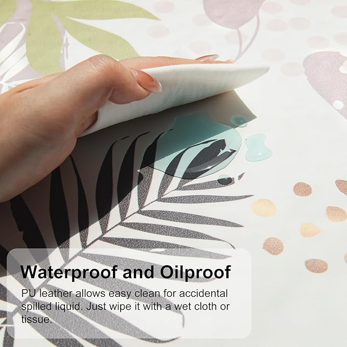 QIYI Large Mouse Pad, Exotic Pattern Desk Mat for Desktop, Women Girls Office Décor Desk Accessories, PU Leather Waterproof Gaming Mousepad, Tropical Plants Gold Desk Pad Computer Mat, 31.5" x 15.7"