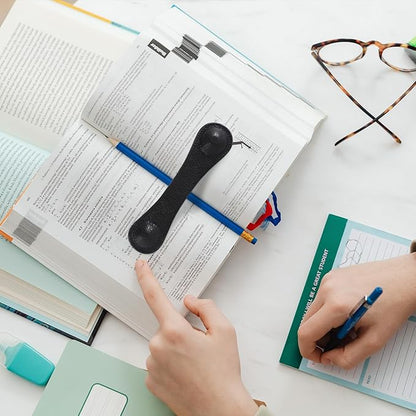 KINIVA Leather Weighted Bookmarks Book Weight Page Holder for Reading,Book Open Holder for Kids Adult,Gifts for Reader (01 Black+04 Wood)