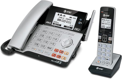 AT&T TL86103 2-Line Corded/Cordless for Small Business with Answering Machine, 2-Mailboxes, Connect-to-Cell, Caller ID Announcer, Intercom, Line-Power, Long Range & Expandable to 12 Handsets