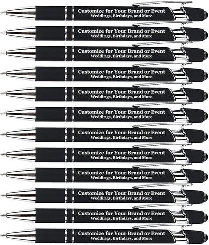 Up to 480 Pcs Personalized Pens in Bulk, Custom Metallic Printed Name Pens with Black Ink, Customized Pens Bulk with Stylus-Great Gift Ideas(Silver Barrel)