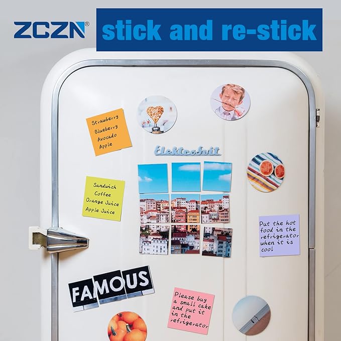 ZCZN 400 Sheets Pop-up Sticky Notes, 3 x 3 Inches, 4 Pads Bright Color Self-Stick Notes, 100 Sheets/Pad, Blue