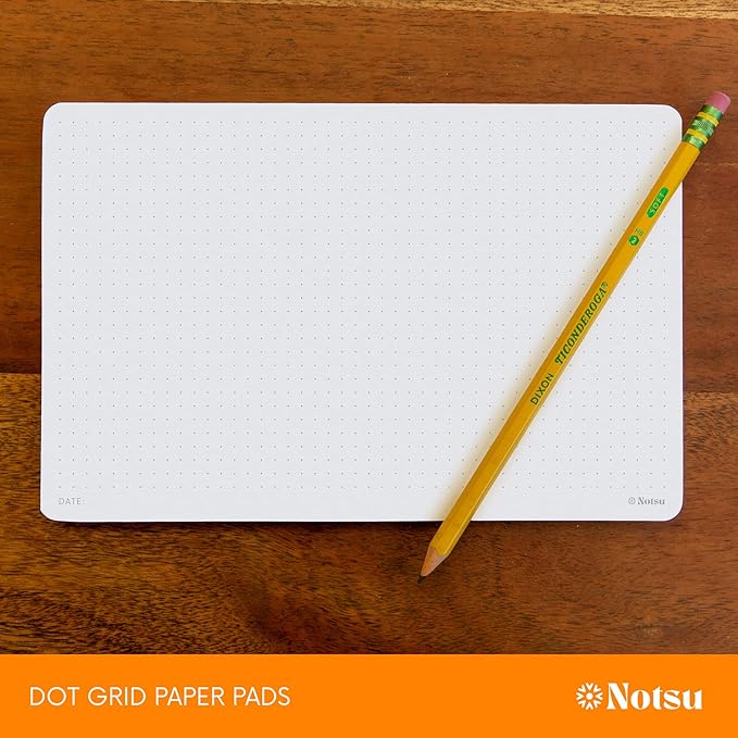 Notsu Dot Grid Desk Notepad 2 Pack | Minimalist Dotted Memo Mouse Pads with Premium Thick Paper, Small 5.5" x 8.5"