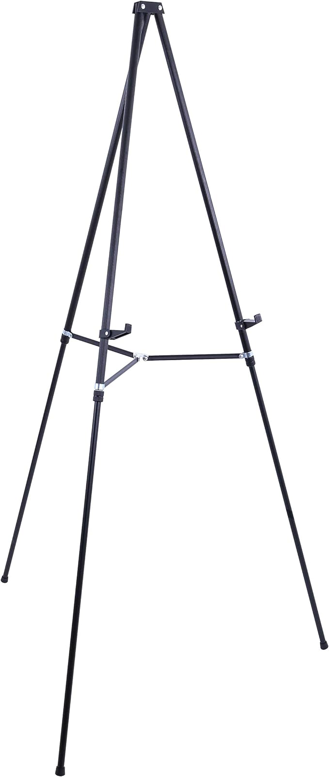 U.S. Art Supply 66" High Showroom Black Aluminum Display Easel and Presentation Stand - Large Adjustable Height Portable Tripod, Holds 25 lbs - Floor and Tabletop, Display Paintings, Signs, Posters