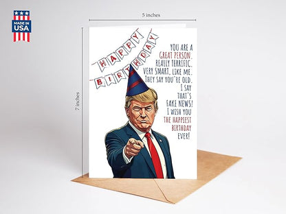 Funny Trump Birthday Card for Women Men - Humorous Donald Trump Gift Ideas for Him Her - Great for 30th, 40th, 50th, 60th Birthday Gifts for Mom Dad Best Friends - Bday Card for Best Friend Coworker