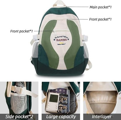 Teclado Fashion Backpack Large Bookbag Waterproof Laptop Bag Lightweight Casual Travel Daypacks (Blue)