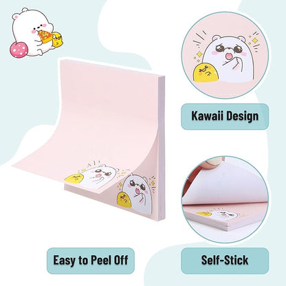 Mr. Pen- Sticky Notes, 3”x3”, 8 Pads, 400 Sheets, Cute Bear Sticky Notes, Sticky Pads Sticky Notes Aesthetic, Colorful Sticky Notes Bulk Sticky Notes Cute Sticky Notes for Women