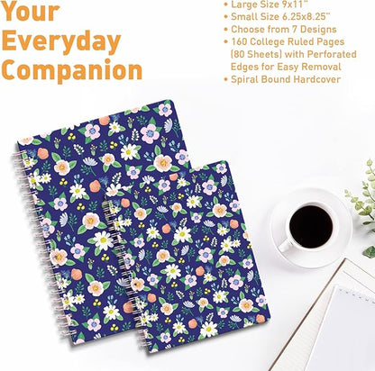 Sweetzer & Orange S&O Cute Spiral Notebooks - College Ruled Spiral Notebook with Pockets - Hardcover Notebook for Women - Cute Notebooks for School & Journal - 80 Double-Sided Pages, 6.25" x 8.25”