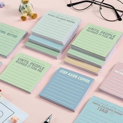 Post it Notes 3x3 Cute and Aesthetic Sticky Notes Planner Notepad - 450 Sheets - Desk Accessories for School, Office, and Home - Ideal Gifts for Teachers, Women, and Coworkers (Sayings Line)