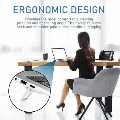 Bewudy 2 Pcs Portable Keyboard Riser, Dual Tilt Angle Adjustment Foldable Laptop Riser, Mini Computer Keyboard Stand for Desk, Self-Adhesive Keyboard Riser Feet for Most Keyboards(Silver)