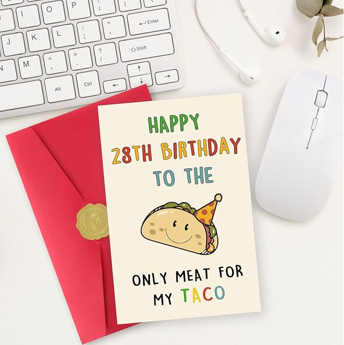 Funny 28th Birthday Gifts for Men Man, Unique 28 Years Old Birthday Decorations Gifts for Husband Boyfriend, Happy 28th Bday Card Gifts for Him, Taco 28 Mens Bday Ideas from Wife Girlfriend