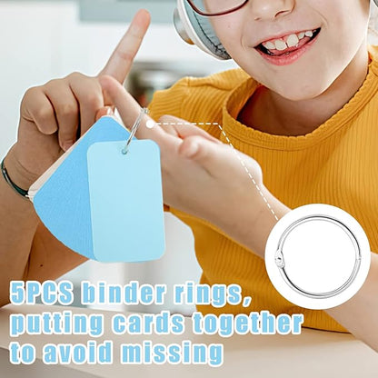 Koogel 250PCS Index Cards with Ring, Colored Study Cards Waterproof Covers 2.2 x 3.5 Inch Blank Notecards Flash Cards for School Learning Memory Office Recipe Game Cards