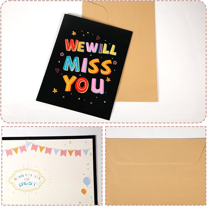 Large Greeting Card Farewell, 11x17.3 Inch Jumbo Good Luck Card Big Farewell Gift Card with Envelope Huge Funny Leaving Card Coworkers Goodbye Card for Colleague Friends (Black)