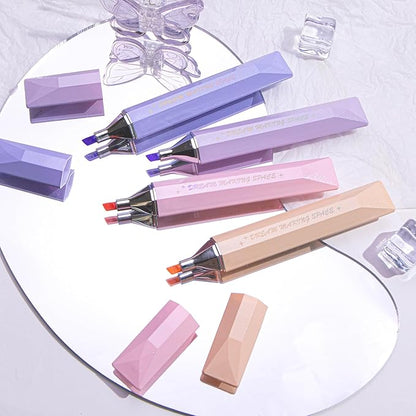 COLNK Glitter Pastel Highlighter,Set of 12 Pcs Cute Aesthetic Highlighters Assorted Colors,Chisel Tip,Metallic Highlighters for Journal Planner, Highlighting, Note-taking,Glitter Ink set