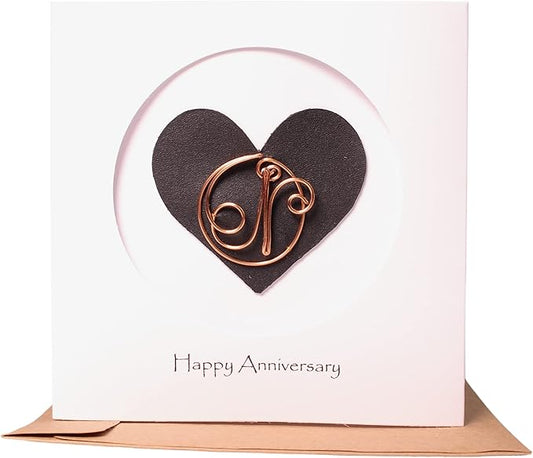 Personalised Initial Birthday Card, Copper Initial, Happy Birthday, Birthday Card, Card for Her, Gift for Her (N)