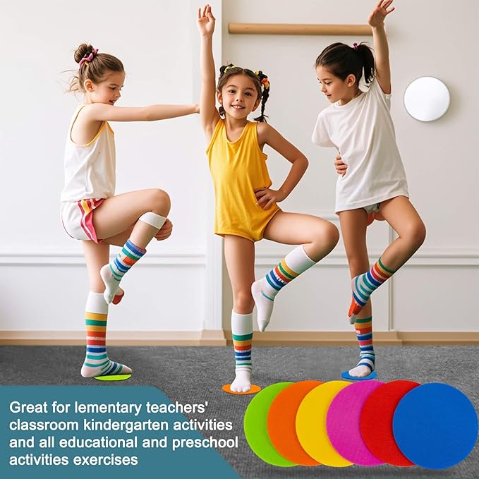 Sukh 28 Pcs Carpet Spot Markers - Carpet Spots for Classroom Carpet Floor 4 Inch Circle Dots Markers 7 Colors Floor Dot for Decoration Elementary Teachers Student Kindergarten Yoga Standing