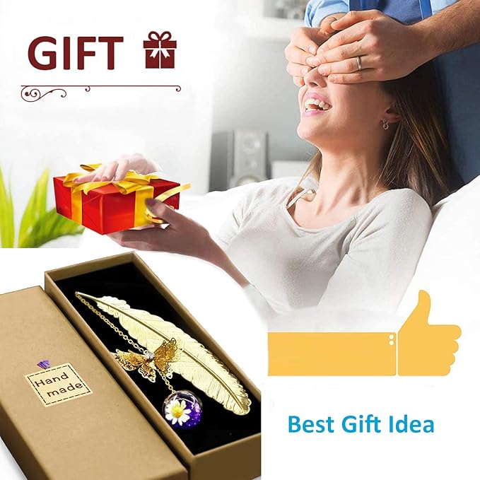 Metal Butterfly Feather Bookmark Birthday Gifts Teacher Christmas Gifts for Women Christmas Stocking Stuffers for Women Teacher Appreciation Gifts Bookmarks for Women Girls Readers Book Lover