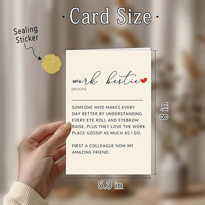 Work Bestie Definition Cards, Work Bestie Gifts for Women Coworker Partner, Birthday Gifts for Workmate