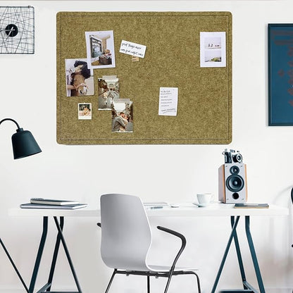 Large Bulletin Board - 48 x 36 Inches, Decorative Felt Pin Board for Wall - 4' x 3' Foldable Photo Display Board with Self-Adhesive Tape, Includes 20 Push Pins - Olive