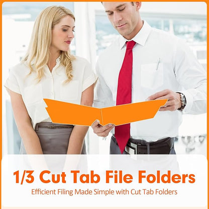 File Folder, PANDRI 120 Pack File Folder, 1/3 Cut Tab, Letter Size, Filing Folder for Office School Business, Orange