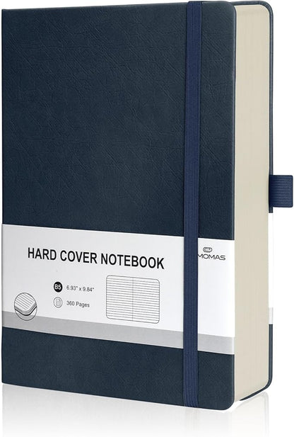 Lined Journal Notebook, 360 Numbered Pages(With page number), Thick Journal for Writing B5 College Ruled Notebook, 100gsm Lined Paper, Leather Hardcover, 9.8'' X 6.9''-Denim Blue