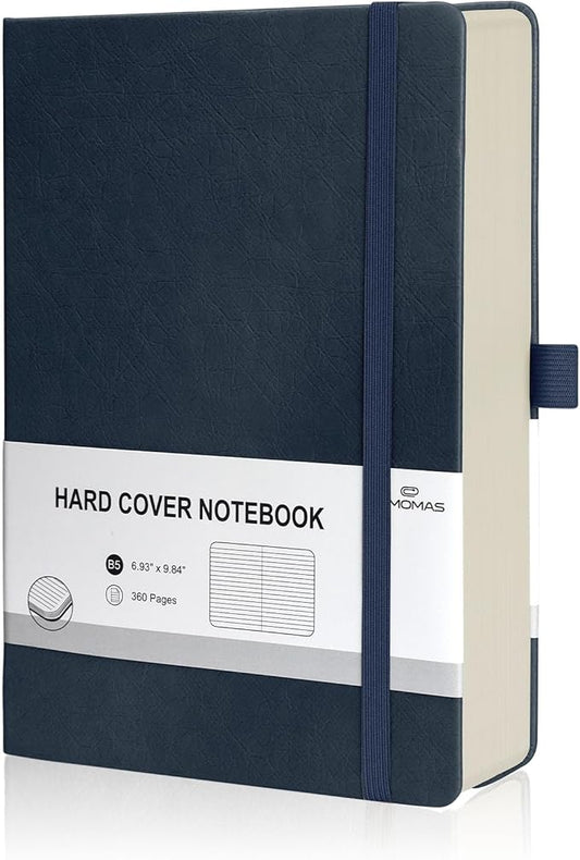 Lined Journal Notebook, 360 Numbered Pages(With page number), Thick Journal for Writing B5 College Ruled Notebook, 100gsm Lined Paper, Leather Hardcover, 9.8'' X 6.9''-Denim Blue