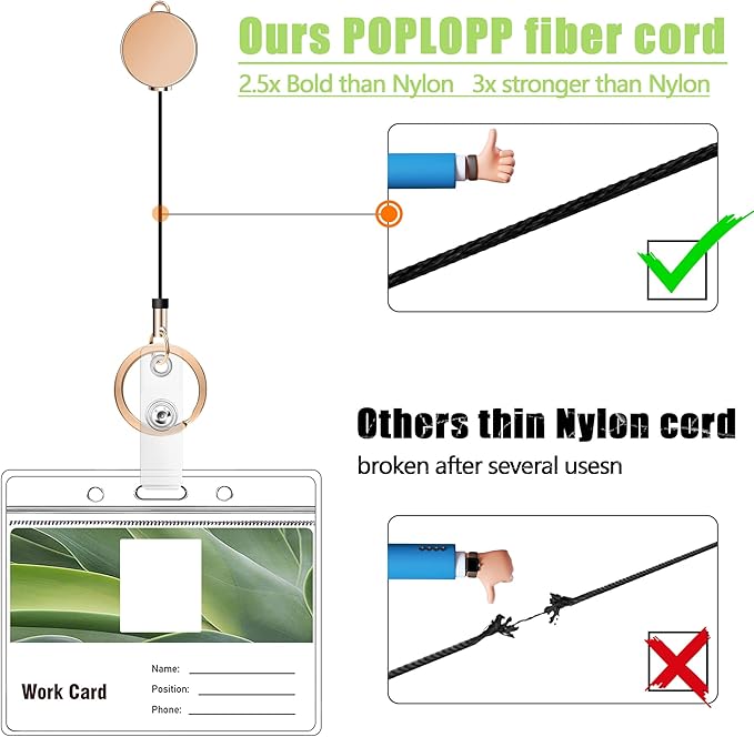 Retractable Lanyards for ID Badges and Keys, Cute Breakaway Teacher Lanyard with Badge Holders and Reels, Silicone Beaded Lanyard for Women, Nurses, Office with 2 Waterproof Card Holders