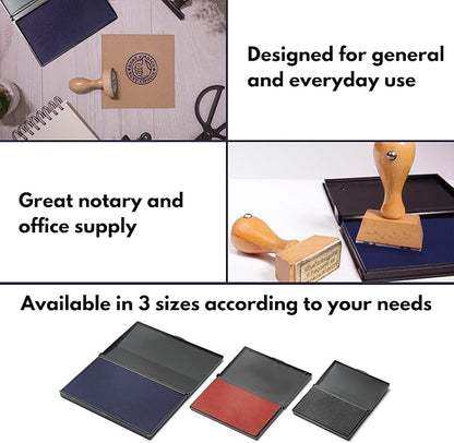 Ink Pad for Rubber Stamps, Stamp Pad for Clear Impression Stamping, Quality Felt Pad Black Ink, Red Ink, Blue Ink (Blue, S (2 * 3.5))