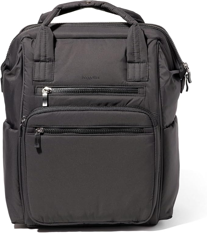 Baggallini Chelsea Laptop Backpack, Black Puff