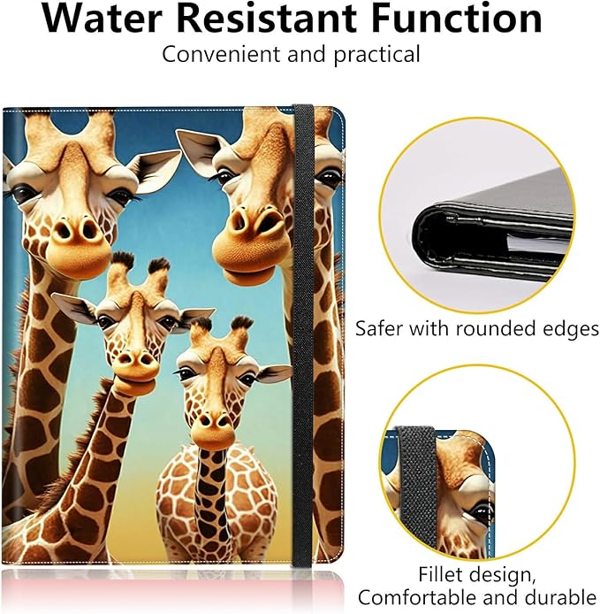 PU Leather Padfolio Folder Clipboard Portfolios Organizer Conference Document Organizer with Business Card Holder Storage Clipboard Writing Pad,Giraffe
