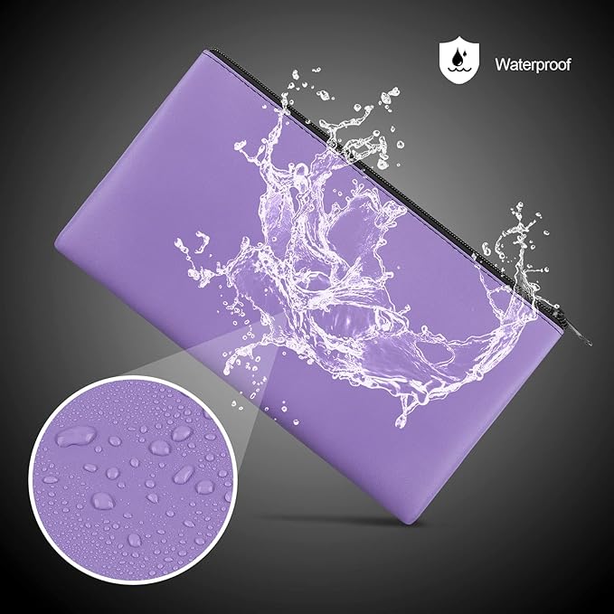 2 Pieces Money Bags With Zipper , 11x6.1 inch Money Pouch, Bank Bag, Cash Bag , Check Wallet, Cosmetics(Purple)