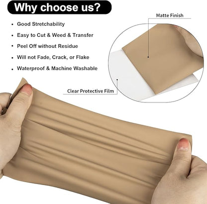 VINYL FROG Heat Transfer Vinyl Roll HTV Vinyl - 12"x5ft Camel Iron on Vinyl for T-Shirts, Heat Press Vinyl for DIY Craft Designs (Camel)