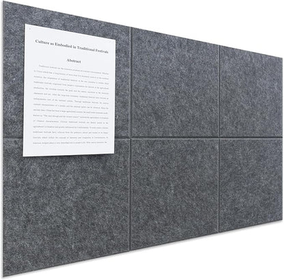 Large Felt Bulletin Board(36" x 24"),Cork Board Alternative,6 Pack Felt Wall Tiles with Safe Removable Adhesive Tabs,Notice Pin Board/Message Board/Vision Board for Office, School & Home