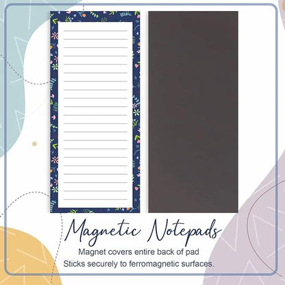 Joyberg Magnetic Notepads for Refrigerator - Flower Design, 50 Sheets Per Pad, 4 Pack Memo Pads for Grocery Lists and To-Dos