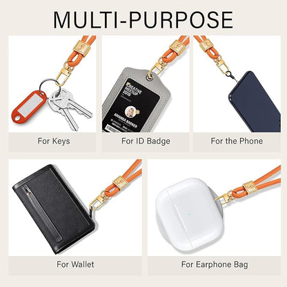Fishent Keychain Wristlet lanyard, Cute Key Chain Holder, Upgraded Woven Wrist Lanyard for Keys, Wristlet Strap Keychain for Women Men Car Keys ID Badges Card Wallet Phone (Orange)