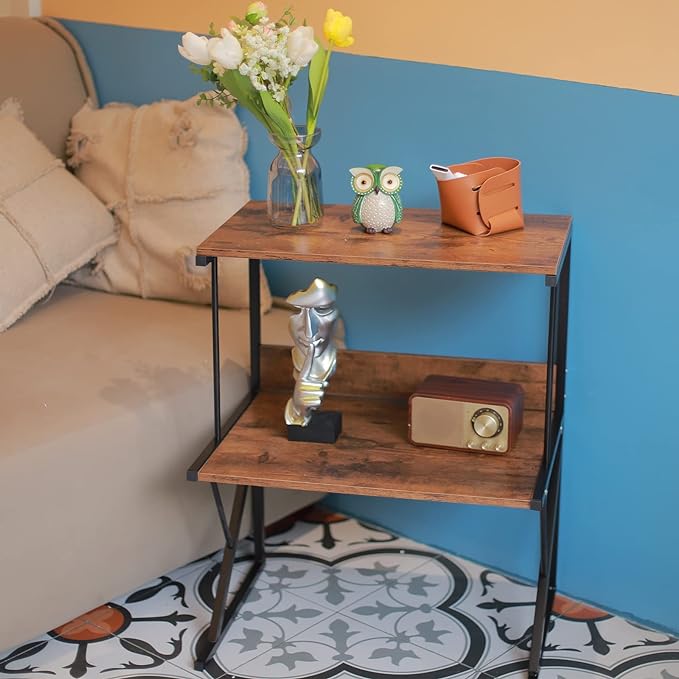 Printer StandAboxoo Printer Stand for Desk, Desktop Printer Shelf Large Printer Stands 3 Tiers Multi-Purpose Desk Office Organization Shelves for Home Office Printer Fax Book, Rustic Brown