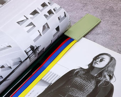 Bible Ribbon Bookmark Artificial Leather Multiple Page Marker with 5 Color Ribbons for Book Lover Reader Teacher Student Christmas Gift (Mint Green)