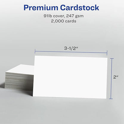 Avery Clean Edge Printable Business Cards with Sure Feed Technology, 2" x 3.5", White, 2,000 Blank Cards for Laser Printers (5870)