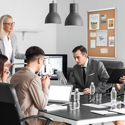 Geetery Enclosed Fabric Bulletin Board Tamperproof Lockable Noticeboard Fabric&Aluminium Frame Display Cases Wall-Mounted Display Case for School, Office - Secure,Durable Design(36 x 24 Inch,Yellow)