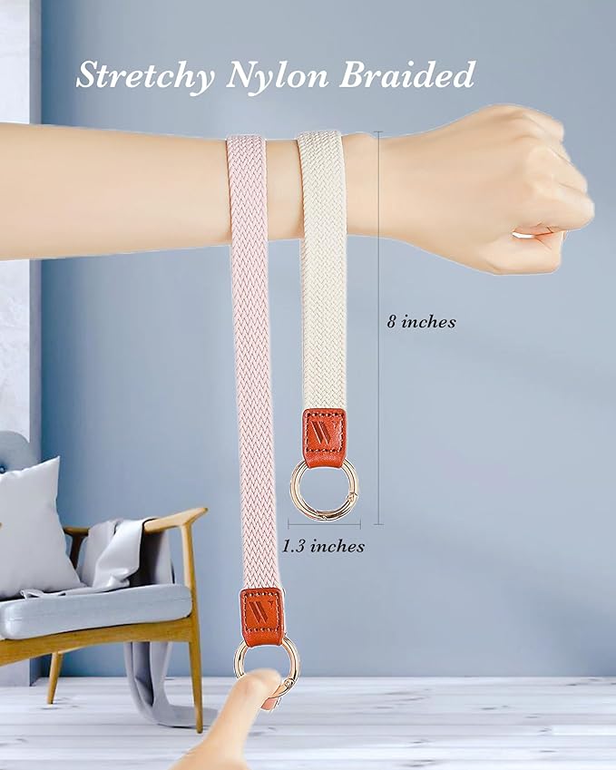 Wristlet Keychain for Women Stretchy Wrist Keychain Lanyard for Phone Case Wallet Id Card Badges (Standard - Mist Blue)