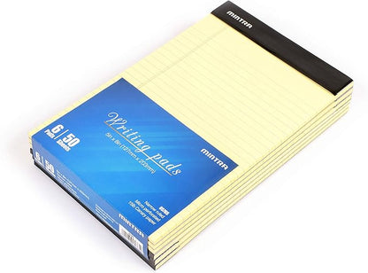 Mintra Office Legal Pads, ((xBasic, 5in x 8in, Narrow (Canary), 36pk (6-6pks)), Narrow Ruled, 50 Sheets per Notepad, Micro perforated Writing Pad, Notebook Paper for School, College, Office, Work