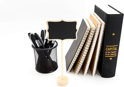 15 Pack Wood Mini Chalkboard Signs (Water-Based Chalk and Replacement Stickers Are Included) Small Rectangle Chalkboards Blackboard for Weddings, Message Board Signs and Special Event Decorations