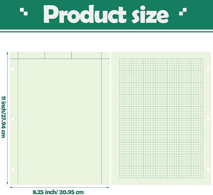 Seajan 5 Pcs Engineering Computation Pad Engineer Pad 8.5 x 11 Inches Engineering Notebook Graph Paper Notebook, 5 Squares Per Inch Evidence Engineering Pad, 100 Sheets/Pack (Green)